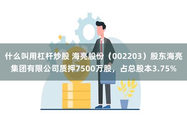 什么叫用杠杆炒股 海亮股份（002203）股东海亮集团有限公司质押7500万股，占总股本3.75%